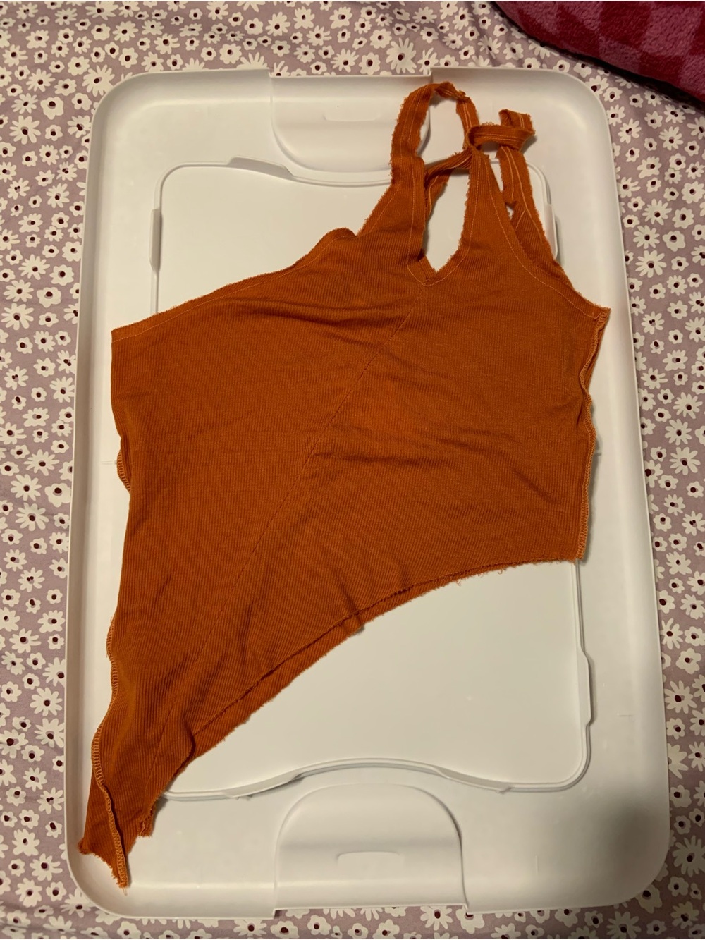 SAMI MIRO VINTAGE Asymmetric Ribbed Tank - Rust